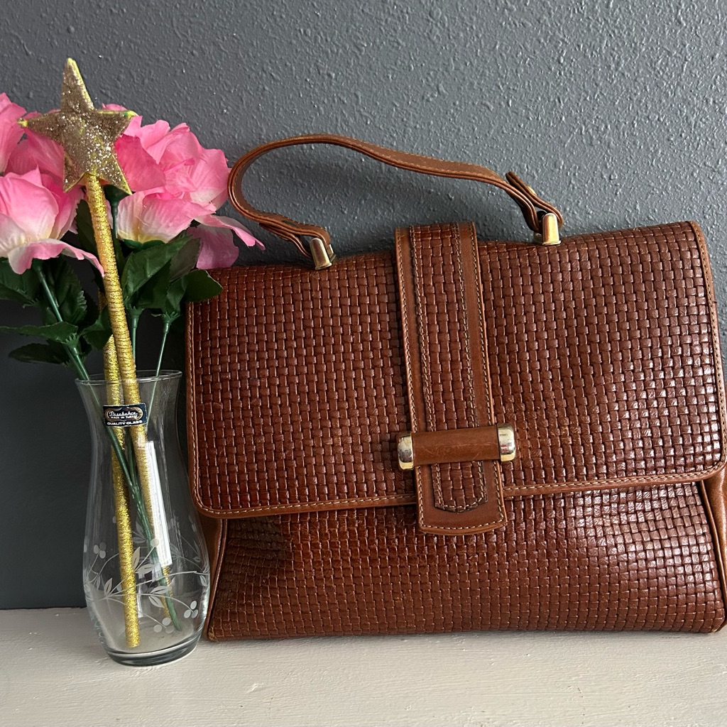 Francesco Biasia Vintage Brown Woven Satchel